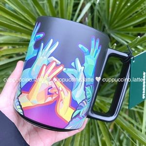 👌NEW💜Starbucks 2021 ASL Holiday Navy & Purple Ombre Gradient Hands Mug